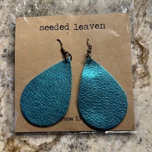 Seeded Leaven Leather Shimmer Earrings. New in Original Package